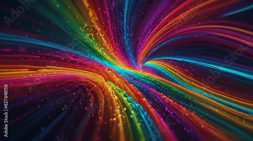 Abstract fractal background in 8k, Wallpaper, Neon lines, High quality, Rainbow colors