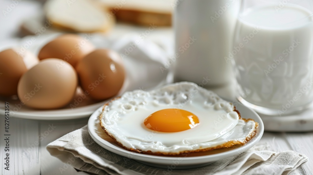Breakfast containing eggs Served with milk in the morning. Breakfast containing eggs Served with milk in the morning.