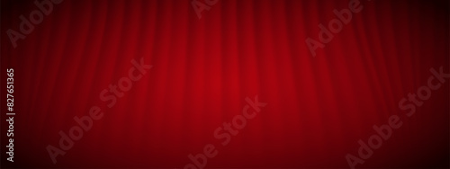Red curtain. Closed red theater or cinema curtain on stage. Theatrical drapes. Vector illustration EPS 10