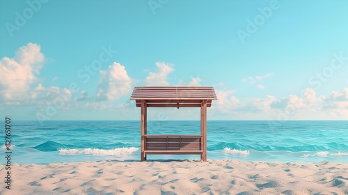 3D Style Beach Stand: A Front View of a Simple Shoreline Shop