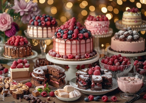 Table overflowing with various cakes and desserts