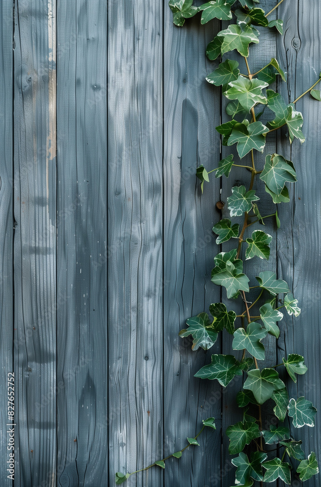 A wooden wall with green leaves growing , symbolizing growth and new beginnings. Minimal creative nature and business concept.Flat lay,copy space A wooden wall with green leaves growing , symbolizing growth and new beginnings. Minimal creative nature and business concept.Flat lay,copy space