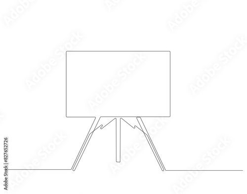 Continuous one line drawing of standing whiteboard. One line drawing illustration of whiteboard for explaining. Presentation for work concept continuous line art. Editable outline.