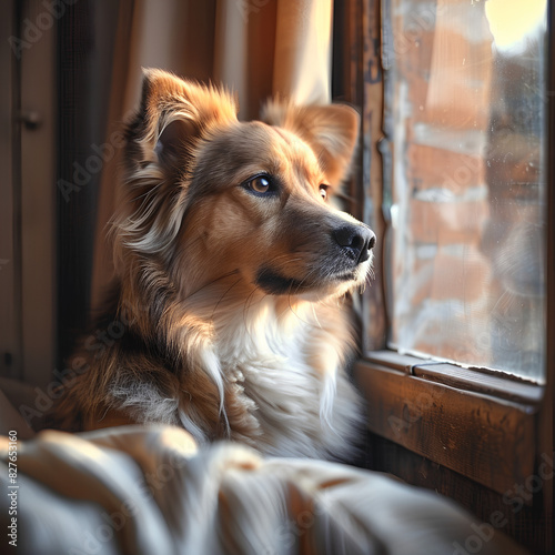 Un cane che si rilassa vicino a una finestra 