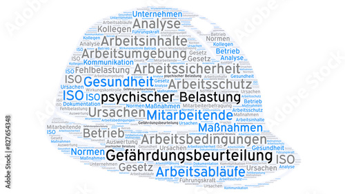 Hintergrund für Präsentation zu Gefährdungsbeurteilung psychischer Belastung, Textform als Schutzhelm