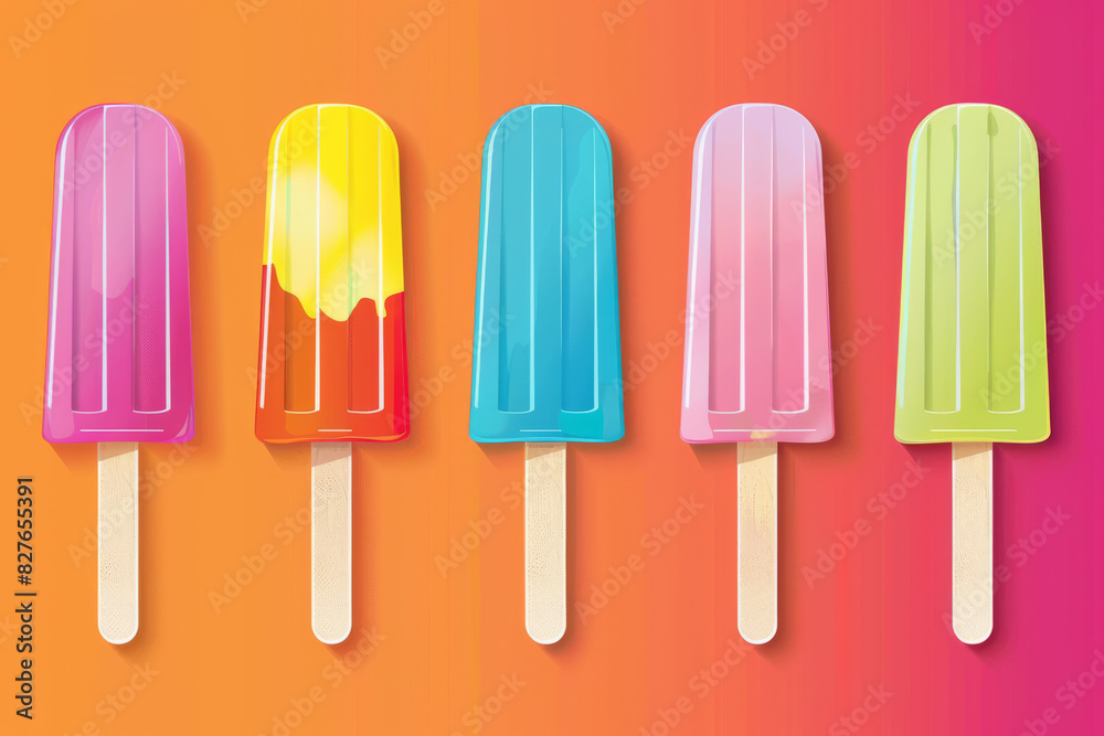 Rainbow Delight: Four Popsicles Parade Rainbow Delight: Four Popsicles Parade