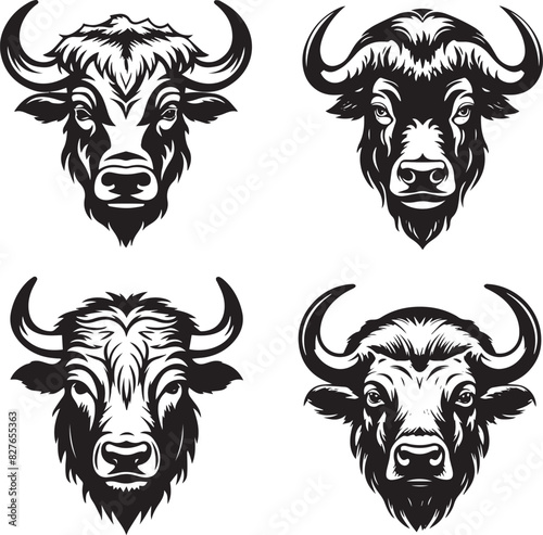 Buffalo Head Vector Set