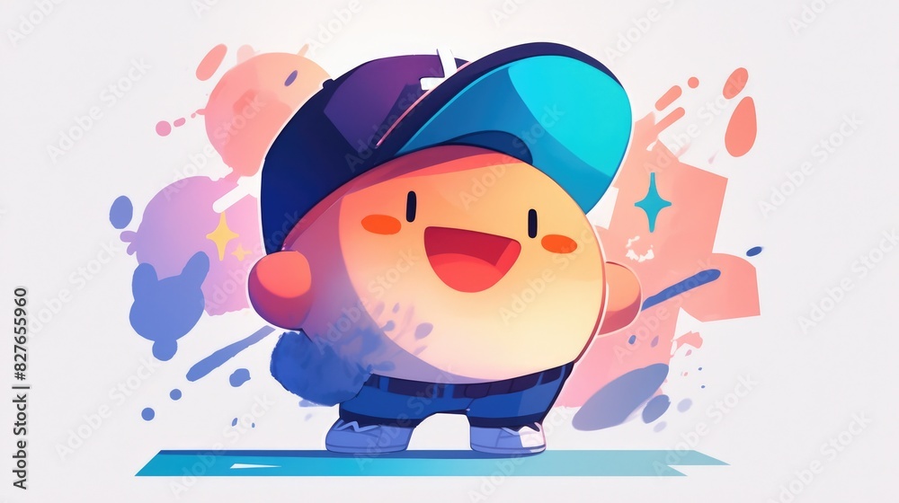 A cartoon illustration depicts a baseball character wearing a magical hat set against a clean white background A cartoon illustration depicts a baseball character wearing a magical hat set against a clean white background