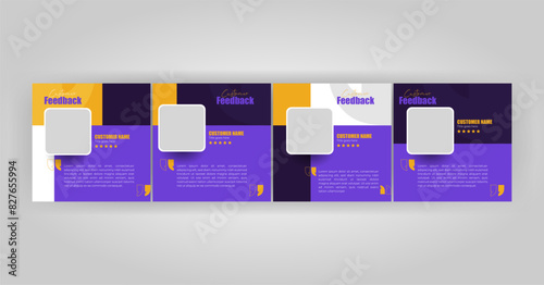 Customer feedback testimonial carousel social media post or client experience instagram post banner template