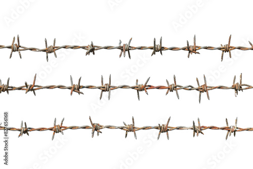 Barbed Wire Barricade On Transparent Background.