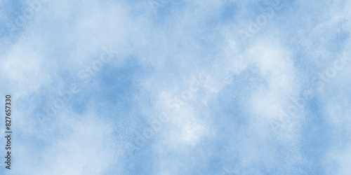 Panoramic grunge texture with color blue, sky of winter morning with clouds, Abstract Sky cloud landscape blue background with tiny clouds, shiny and clear painted light blue clouds watercolor.
