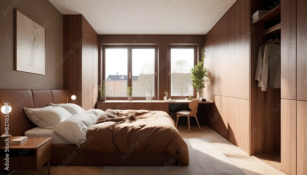 Fototapeta premium Scandinavian bedroom interior design bedroom