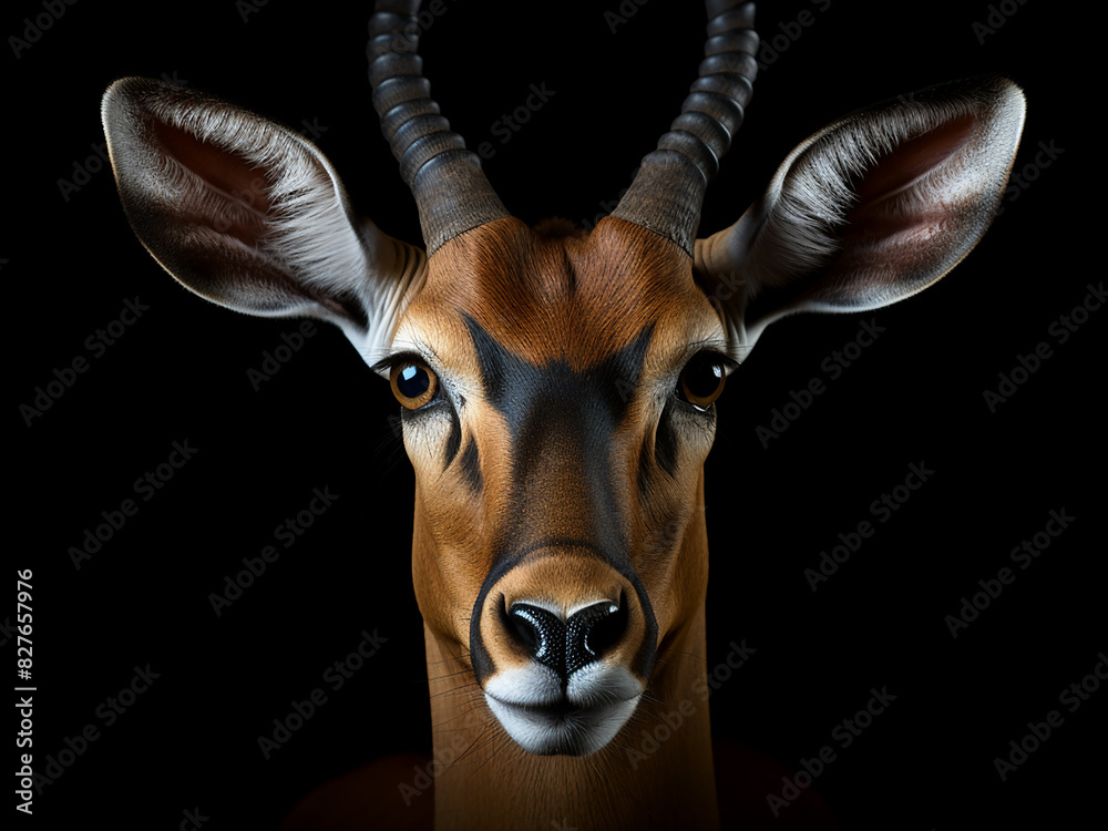 Detailed view of male impala (Aepyceros melampus) Detailed view of male impala (Aepyceros melampus)