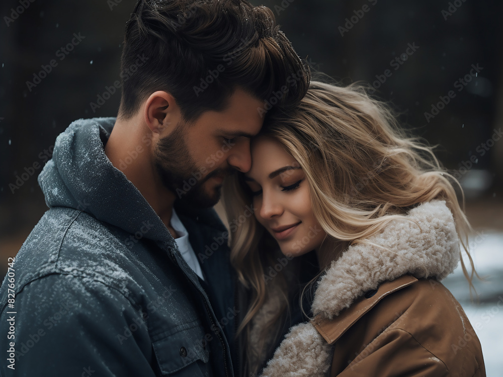 In the serenity of the outdoors, a loving couple finds solace and joy in each other's presence In the serenity of the outdoors, a loving couple finds solace and joy in each other's presence