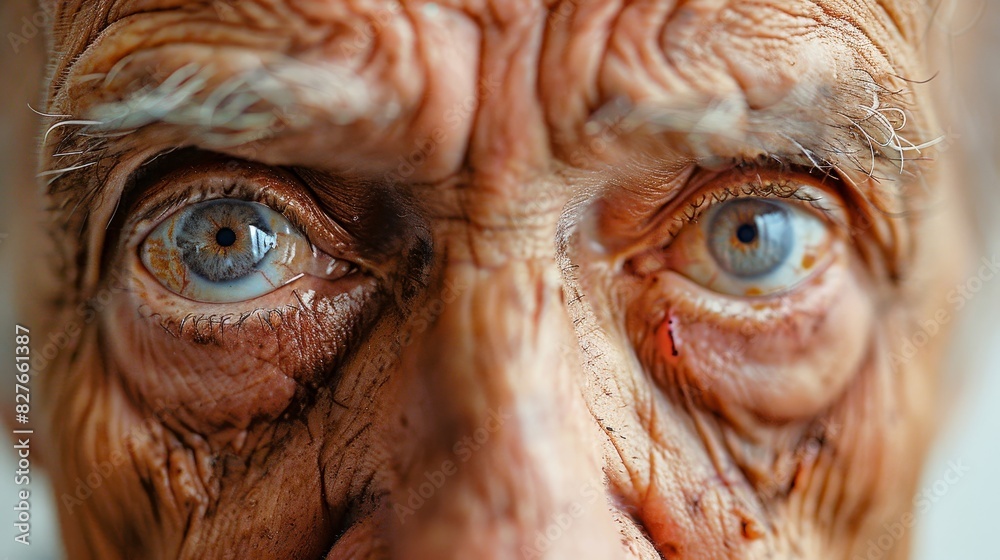 A woman with long eyelashes and blue eyes A woman with long eyelashes and blue eyes