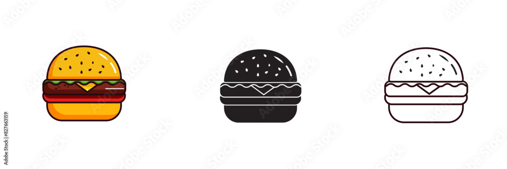 Burger illustration flat design cartoon style