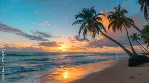 Sunset Palms Welcoming to a Serene Tropical Paradise