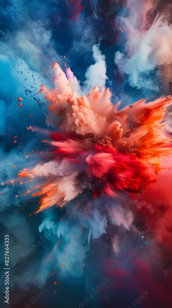 Abstract colorful powder explosion in space Abstract colorful powder explosion in space