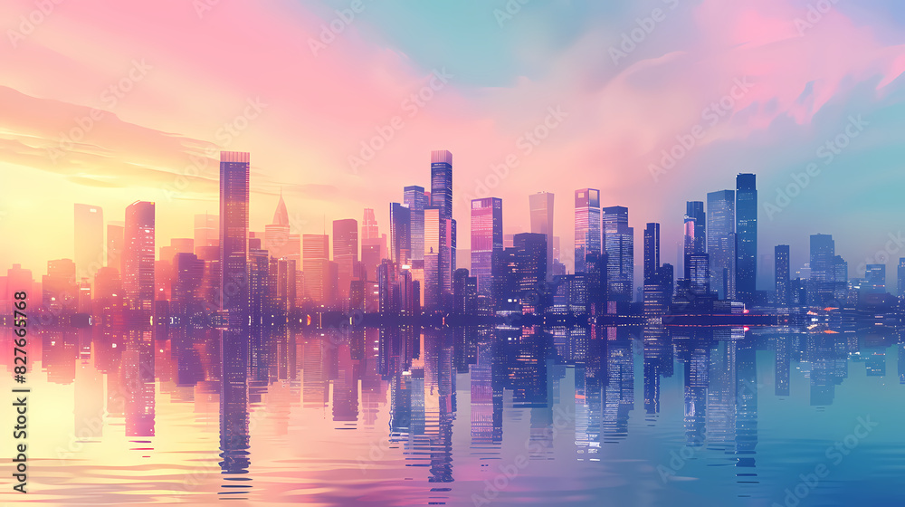 Fototapeta premium Concept Smart city for web page, banner, presentation, social media. Smart city concept with different icon and elements. city design technology for living.