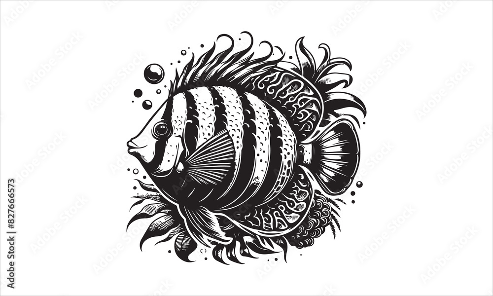Tropical Fish Vector illustration White Background-Tropical Fish Vector Files for Cutting, Handmade calligraphy vector illustration, Hand written vector sign, EPS 10 Tropical Fish Vector illustration White Background-Tropical Fish Vector Files for Cutting, Handmade calligraphy vector illustration, Hand written vector sign, EPS 10