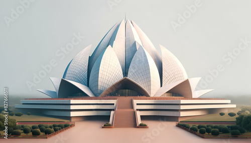 Illustration of the Lotus Temple in New Delhi. photo