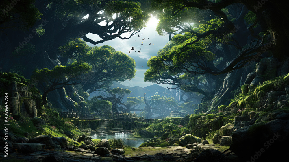 Dense Forests And Serene Lake Landscape Background Dense Forests And Serene Lake Landscape Background