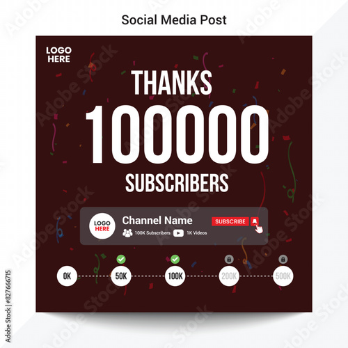 Subscribes Celebration Social Media Post Design