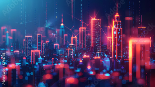 Wallpaper Mural Concept Smart city for web page, banner, presentation, social media. Smart city concept with different icon and elements. city design technology for living. Torontodigital.ca
