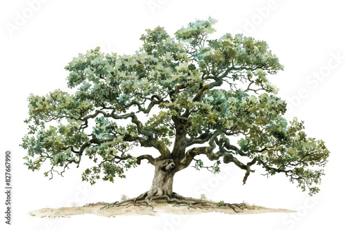 Irish Sessile Oak Tree On Transparent Background. photo