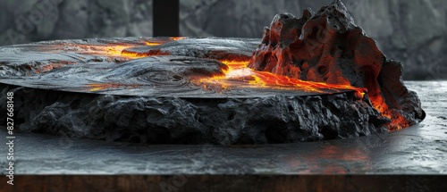 Lava Rock Slab. Molten surface of volcano rock.