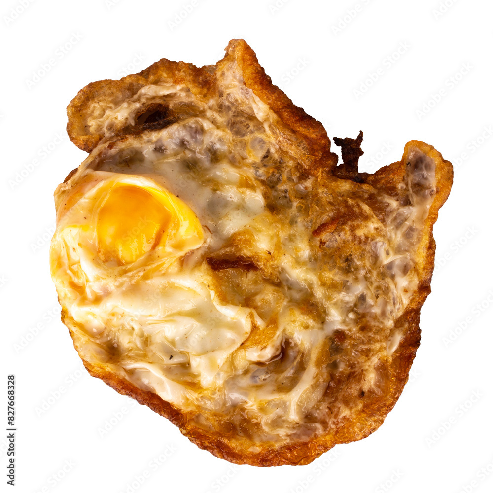 fried egg burn isolated on white background fried egg burn isolated on white background