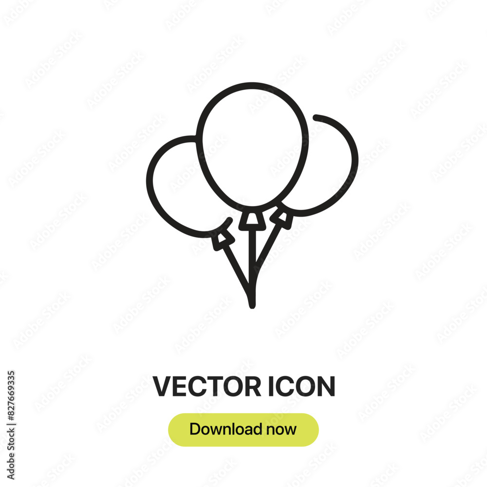 Air Balloons icon vector. Linear-style sign for mobile concept and web design. Air Balloons symbol illustration. Pixel vector graphics - Vector.