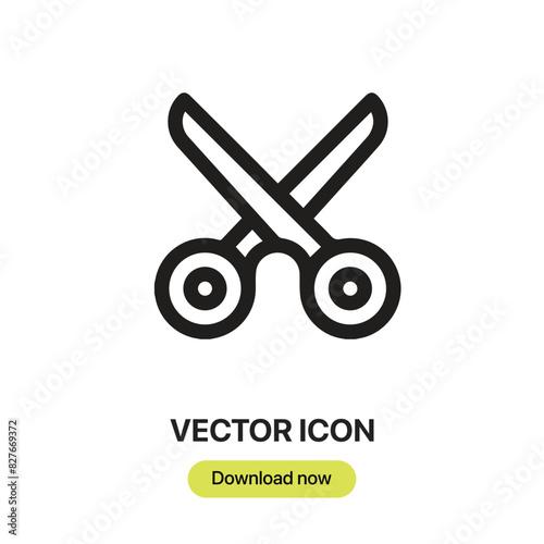 Scissors icon vector. Linear-style sign for mobile concept and web design. Scissors symbol illustration. Pixel vector graphics - Vector.