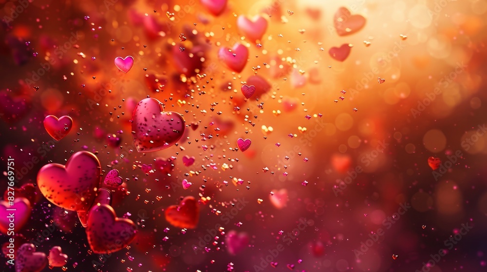 A romantic Valentines Day background with red and pink hearts A romantic Valentines Day background with red and pink hearts