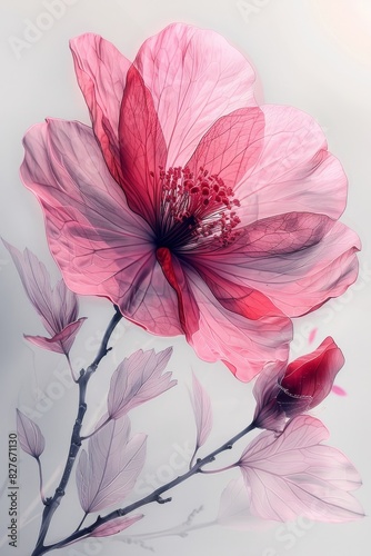 Close Up of a Pink Flower on a White Background