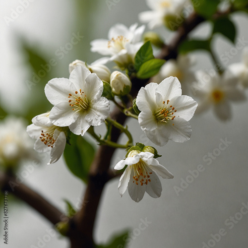 Beautiful blossoming branch of jasmine in garden