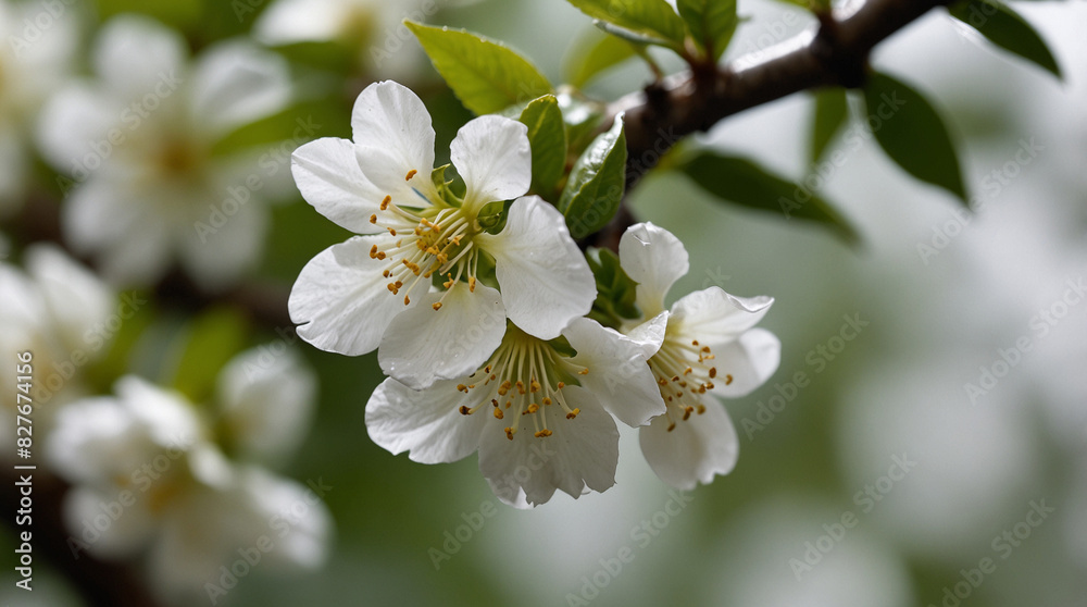 Beautiful blossoming branch of jasmine in garden Beautiful blossoming branch of jasmine in garden