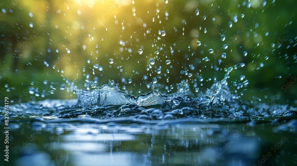 a stream of water droplets splashing on a green background a stream of water droplets splashing on a green background