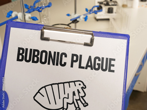 Bubonic plague is shown using the text