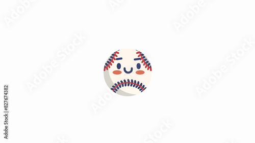 happy smiling Baseball white ball red stitches resizable vector generative ai