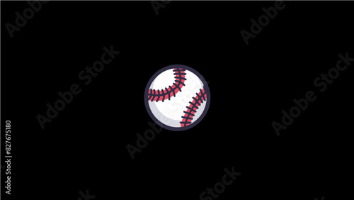 baseball white ball red blue stitches single icon transparent background generative ai