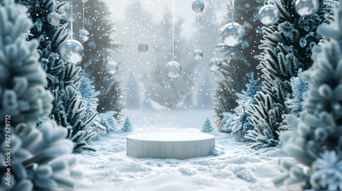 Winter landscape, Mysterious winter landscape majestic mountains in Magica,  snow winter background with snowdrifts branches in the hoarfrost snowfall on a blue background with free space

