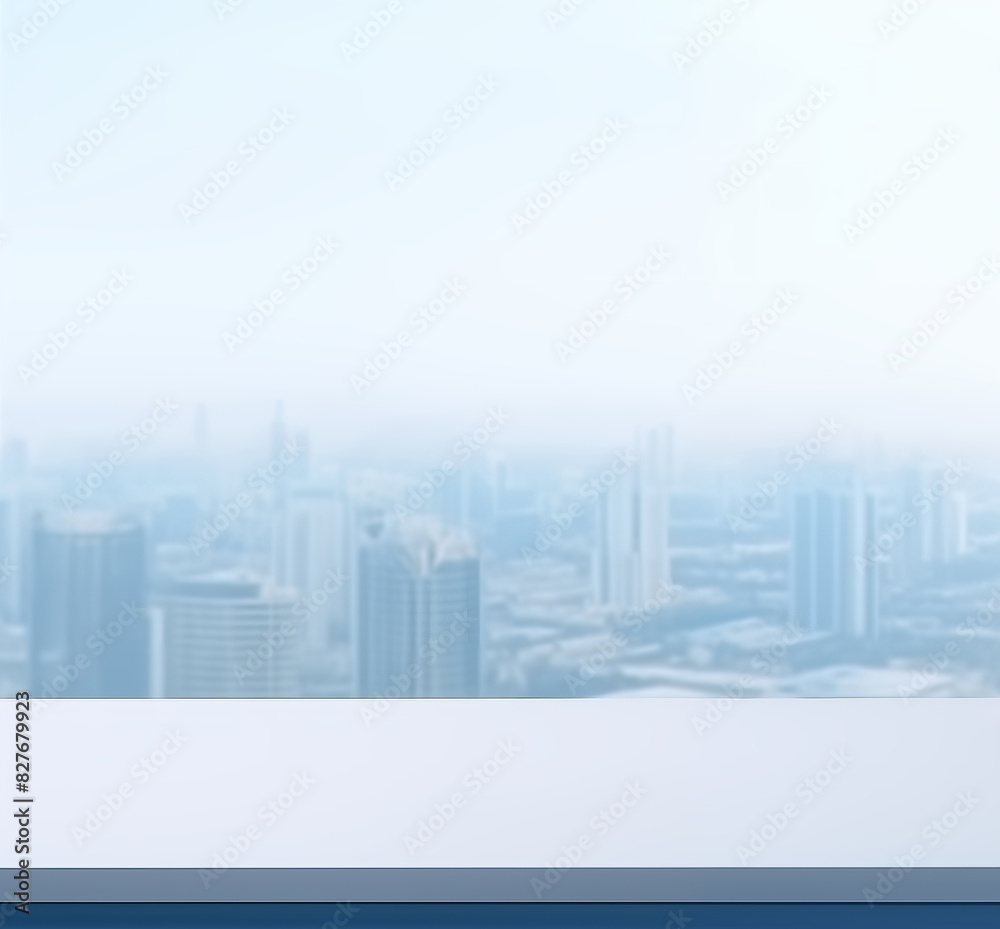 Empty counter top with blurred cityscape background for display your product Empty counter top with blurred cityscape background for display your product