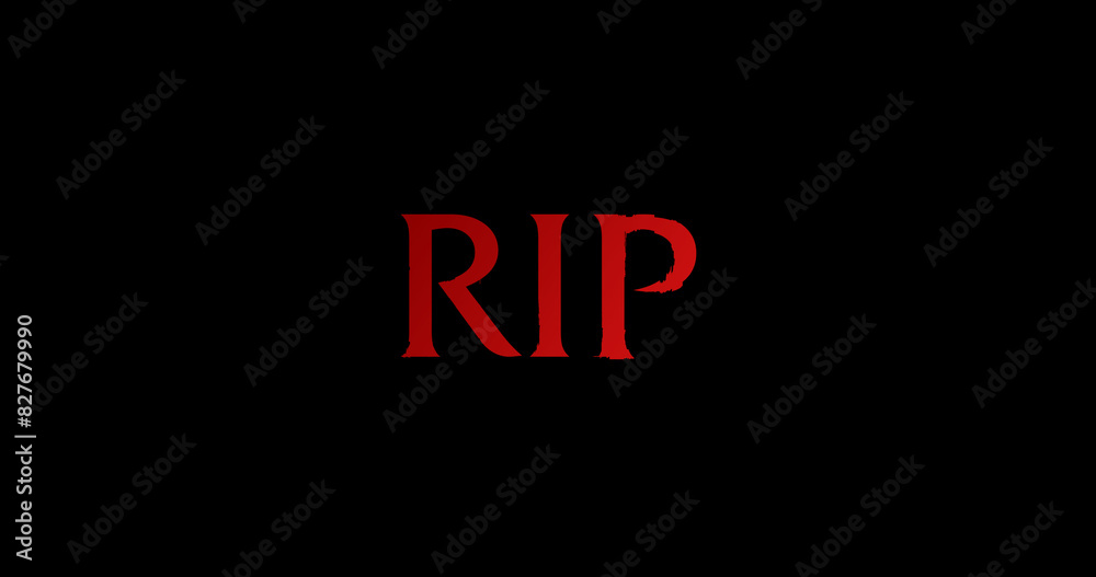 RIP & Rest in Peace Text Animation on Black Background. RIP & Rest in Peace Text Animation on Black Background.