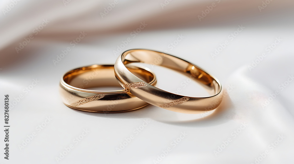 A pair of gold wedding rings. Generative AI A pair of gold wedding rings. Generative AI