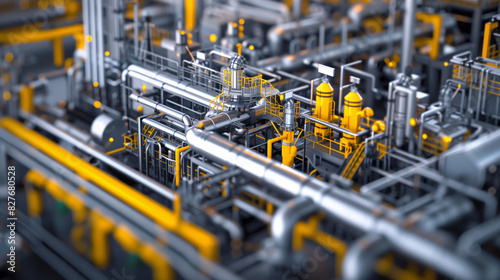 Background of a Factory with Yellow Piping