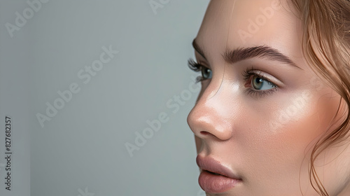 Confident woman, showcasing the results of a recent nose job photo