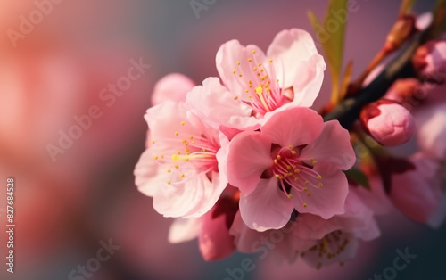 A close-up of a pink flower on a tree cherry blossoms ai