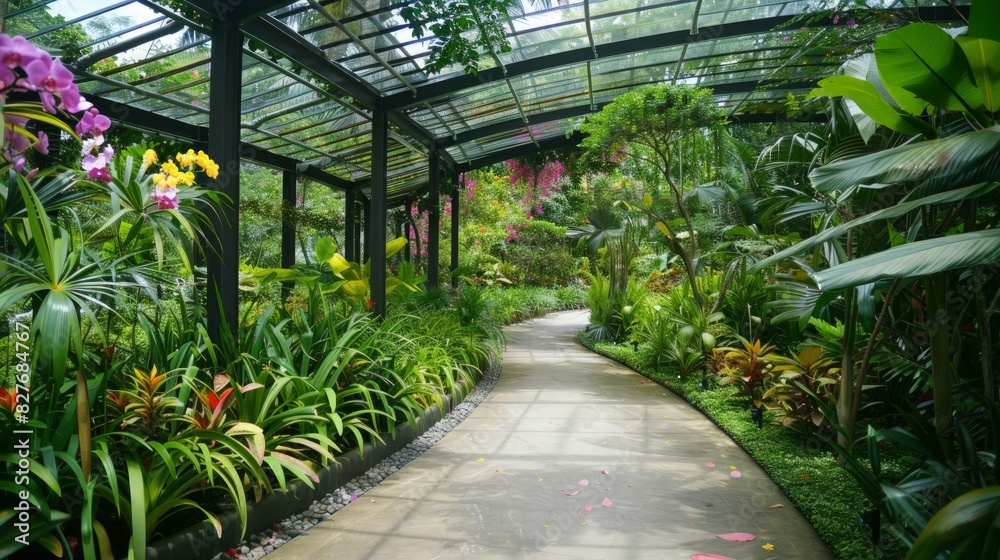 Orchid Garden in Botanical gardens. Botanical gardens is a world heritage site. generative ai Orchid Garden in Botanical gardens. Botanical gardens is a world heritage site. generative ai