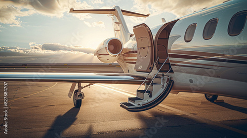 Invitation to Luxury: Private Jet Door Ajar